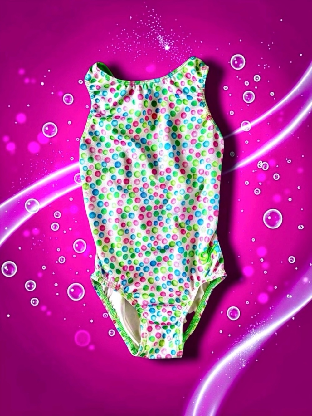 GK Elite Girls Leotard 🤸‍♀️ Metallic Polka Dot Size CS Like New